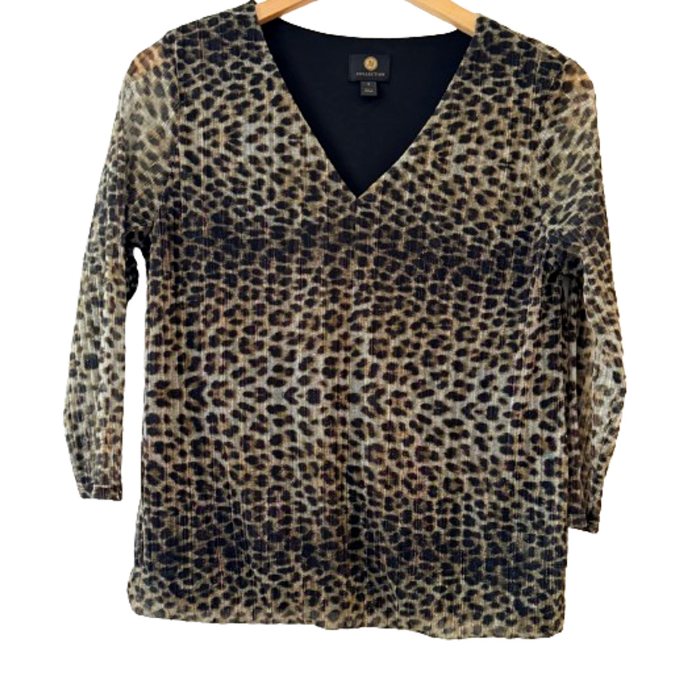 JM‎ Collection Leopard Print Blouse Top